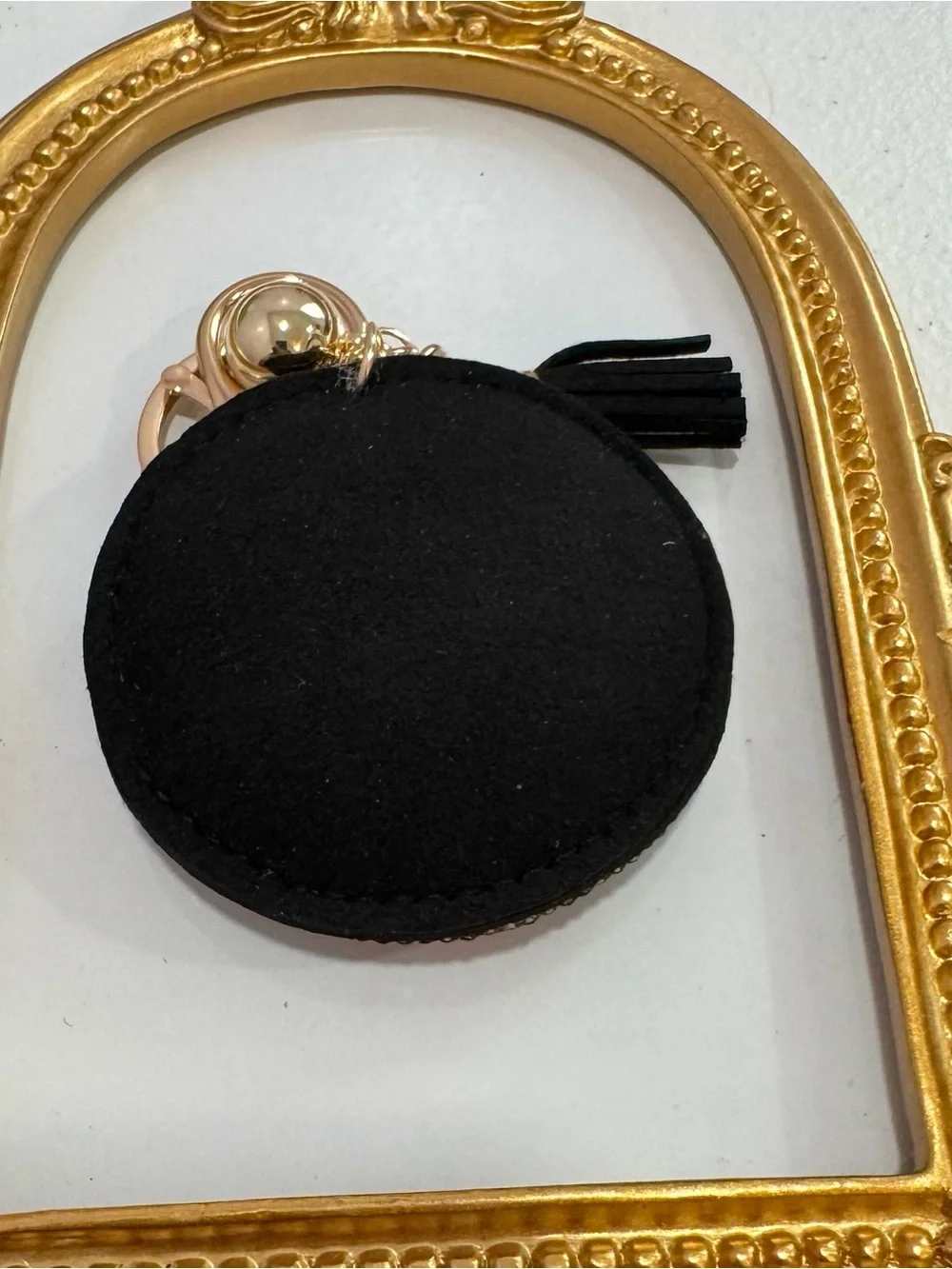 New Round Black & Red Crystal Flower Motif Keychain